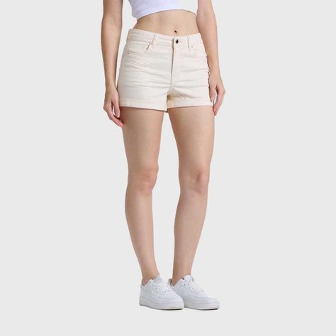 Short Mujer Color Tiro Alto Beige Fashions Park-1
