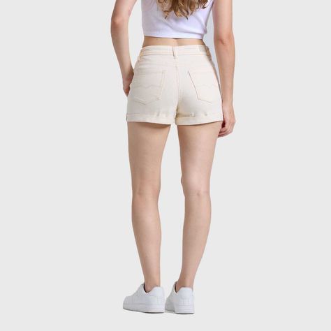Short Mujer Color Tiro Alto Beige Fashions Park-2