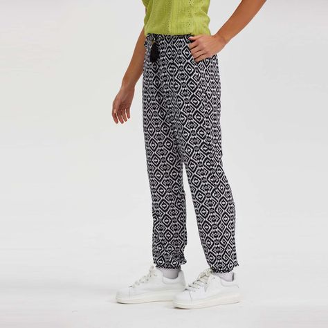 Pantalón Bombacho Puño Elástico Negro Mujer-1