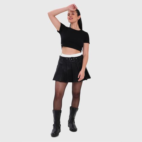 Falda Mujer Tableada Negro Fashion's Park-3