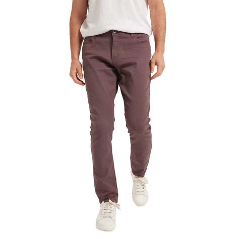 Jeans Hombre Slim Color Berenjena Claro-0