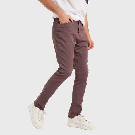 Jeans Hombre Slim Color Berenjena Claro-1