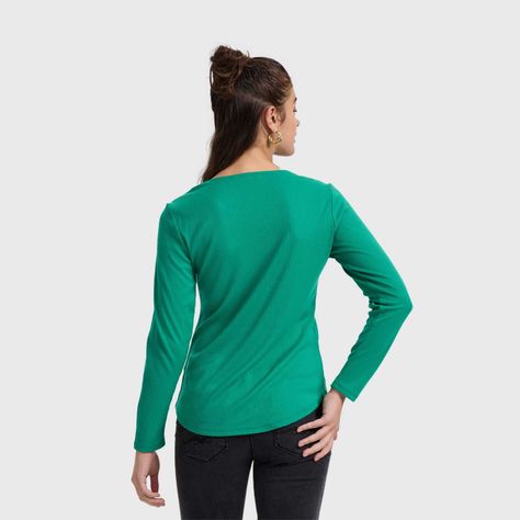 Polera Mujer Pata Botón Rib Liso Verde Fashion's Park-2