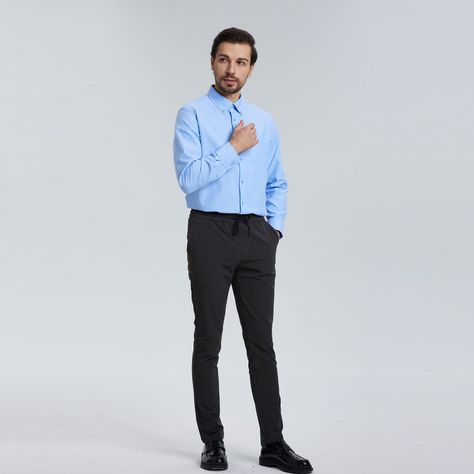 Camisa Oxford Celeste Hombre-3