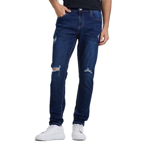 Jeans Hombre Skinny Destroyed Azul-0