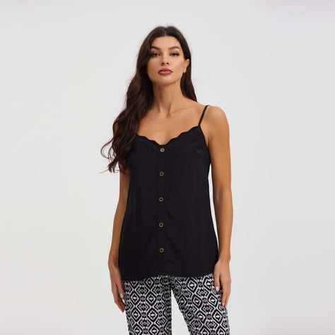 Polera Peto Aplicación Ondulado Negro Mujer-0