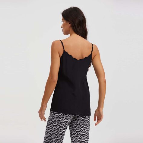 Polera Peto Aplicación Ondulado Negro Mujer-2
