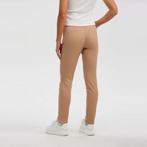 Pantalón Gabardina Con Cinturón Beige Mujer-2