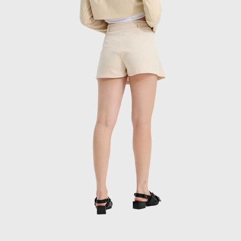 Falda Mujer Cinturon Pinzas Beige Fashion's Park-2