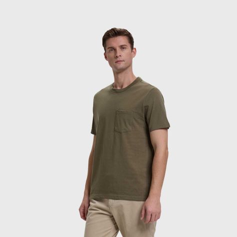Polera Hombre Básica Bolsillo Verde Militar Fashion's Park-1
