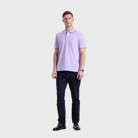 Polera Hombre Piqué Básica Lisa Lila Fashions Park-3
