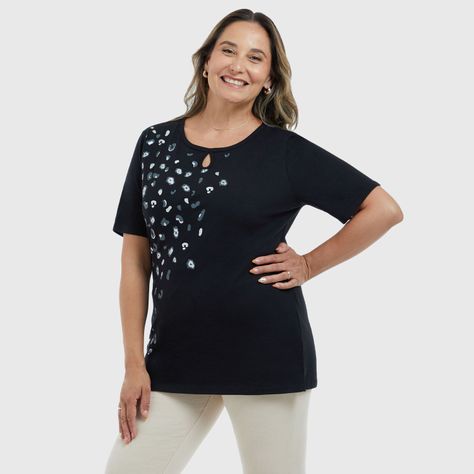 Polera Print Posicional Negro Mujer-1