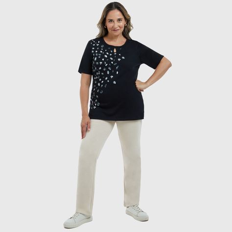 Polera Print Posicional Negro Mujer-3