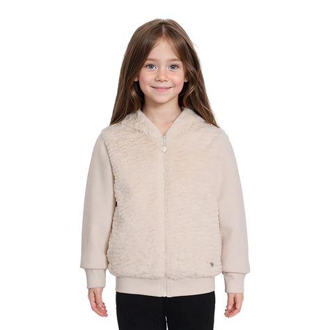 Polerón Niña Full Zipper Peludo Crudo-0
