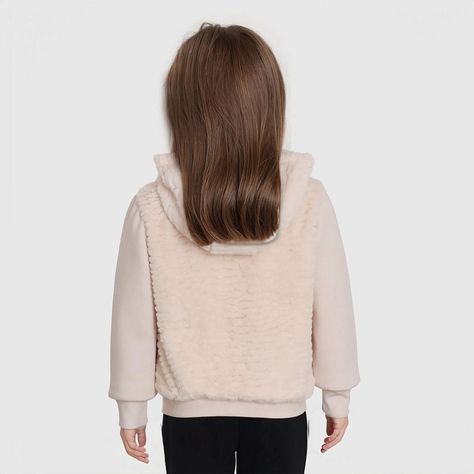 Polerón Niña Full Zipper Peludo Crudo-1