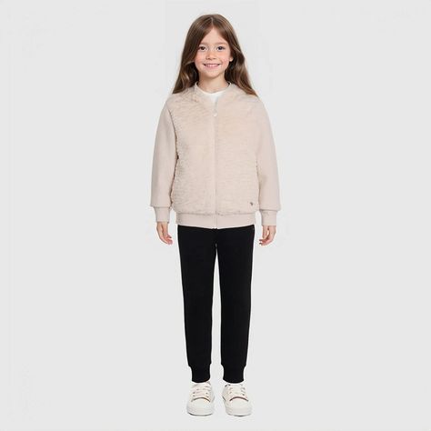 Polerón Niña Full Zipper Peludo Crudo-2