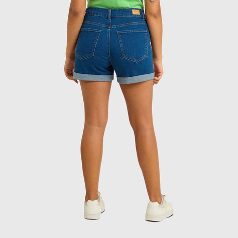 Short Mujer Mom Tiro Alto Azul Oscuro Fashions Park-2