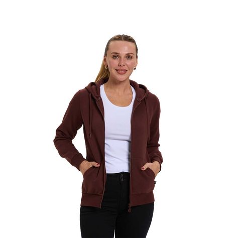 Polerón Mujer Hoodie Full Zipper Cafe Fashion's Park-0