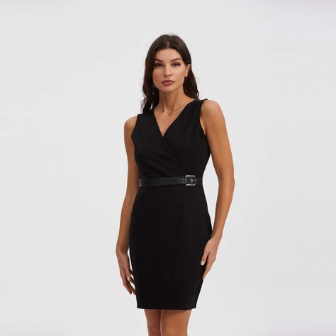 Vestido Mujer Con Aplicación De Pu Negro-0