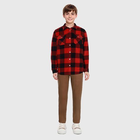 Camisa Niño Polar Escocesa Rojo-2