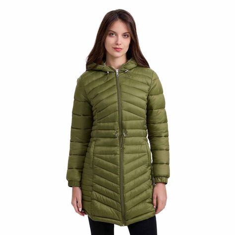 Parka Mujer Larga Básica Verde Musgo-0