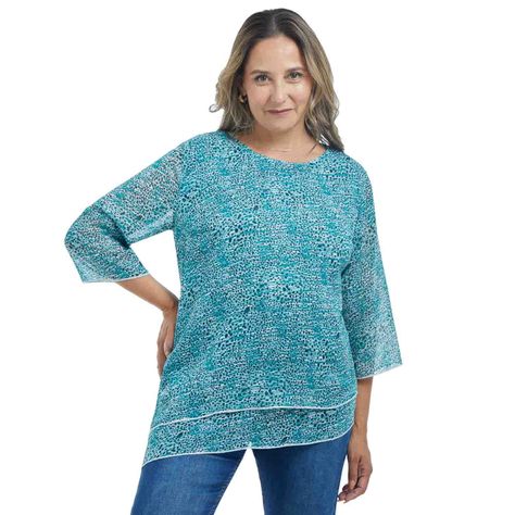 Blusa Manga Flare Estampada Verde Mujer-0