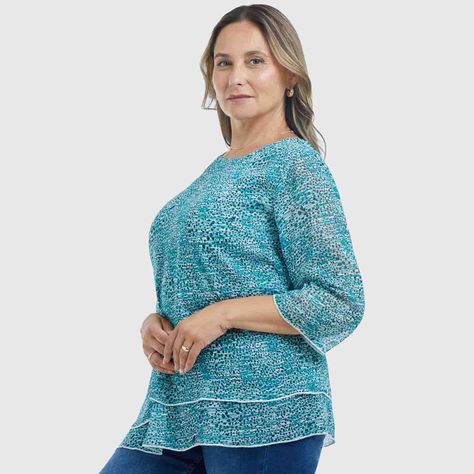 Blusa Manga Flare Estampada Verde Mujer-1