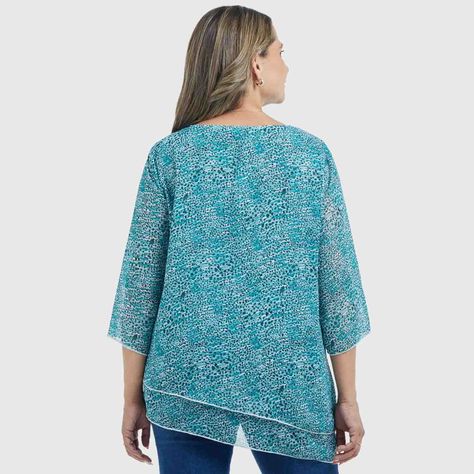 Blusa Manga Flare Estampada Verde Mujer-2