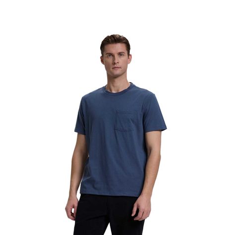 Polera Hombre Básica Con Bolsillo Azul Fashion's Park-0
