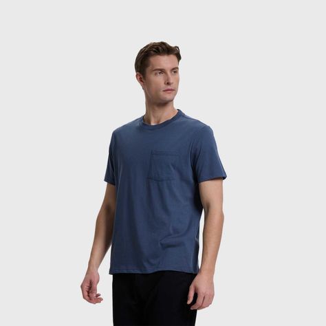 Polera Hombre Básica Con Bolsillo Azul Fashion's Park-1