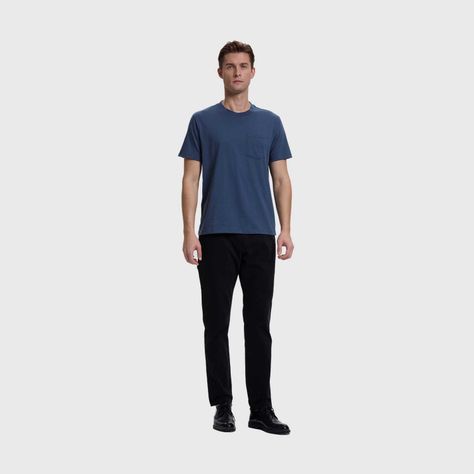 Polera Hombre Básica Con Bolsillo Azul Fashion's Park-3