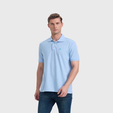 Polera Hombre Pique Básica Lisa Celeste Fashion's Park-1