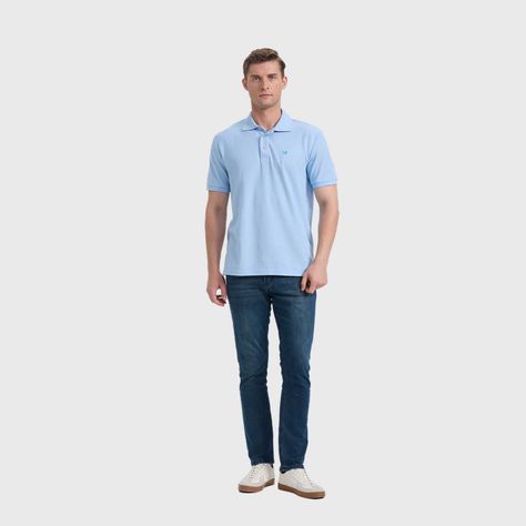 Polera Hombre Pique Básica Lisa Celeste Fashion's Park-3