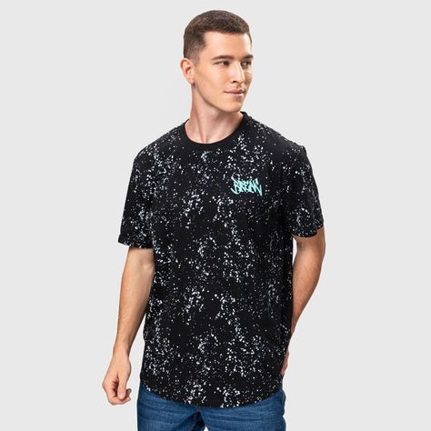 Polera Night Print Craquelado Negro Hombre-1