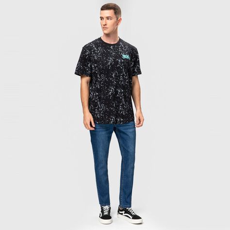 Polera Night Print Craquelado Negro Hombre-3