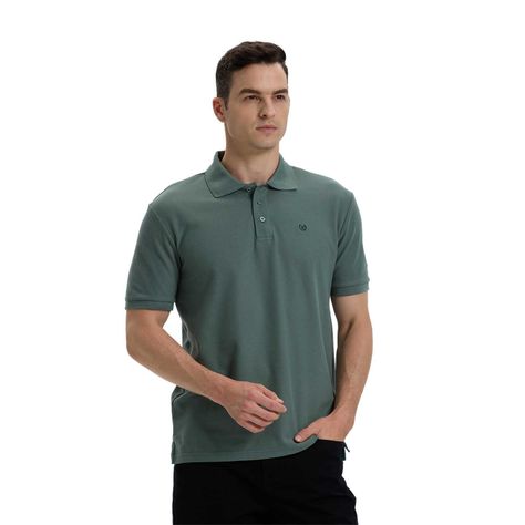 Polera Hombre Lisa Con Logo Verde Musgo Claro-0