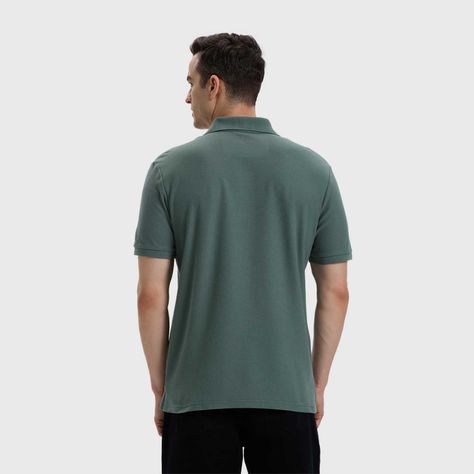 Polera Hombre Lisa Con Logo Verde Musgo Claro-2
