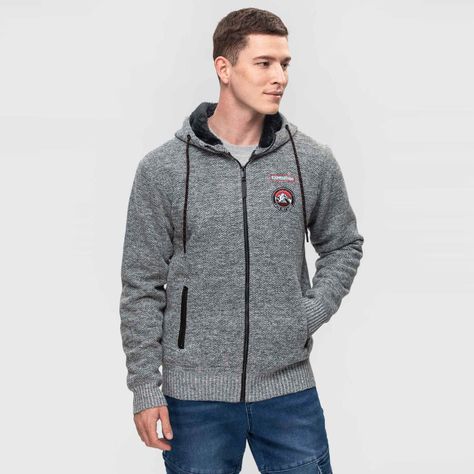 Sweater Con Gorro Full Zipper Juvenil Gris Fashions Park-1
