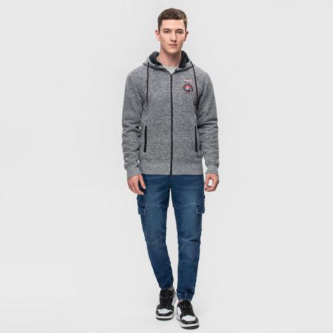 Sweater Con Gorro Full Zipper Juvenil Gris Fashions Park-3