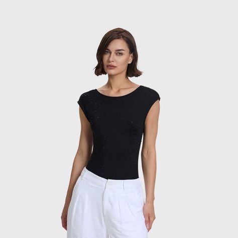 Polera Mujer Espalda Rebajada Negro Fashion's Park-1