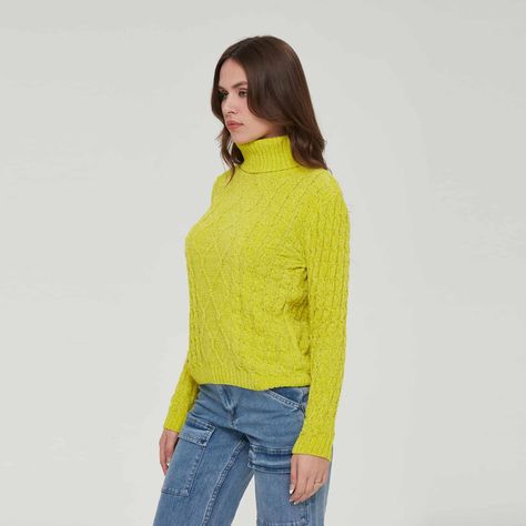 Sweater Mujer Tejido Juvenil Verde Limon-1