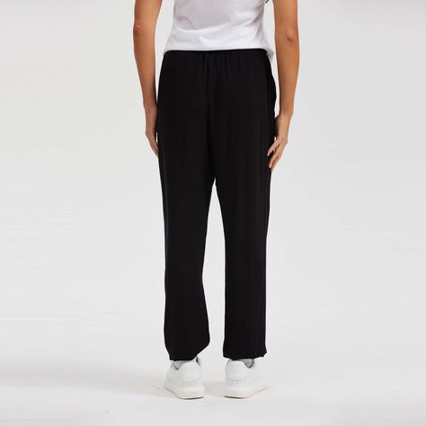 Pantalón Bombacho Puño Elástico Negro Mujer-2