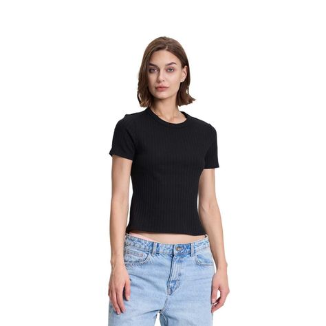 Polera Mujer Rip Crop Lisa Negro Fashion's Park-0
