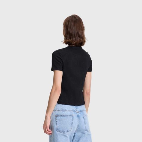 Polera Mujer Rip Crop Lisa Negro Fashion's Park-2