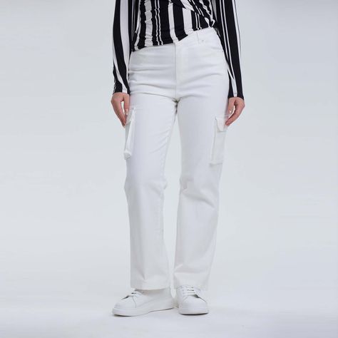Pantalón Mujer Wide Leg Cargo Gabardina Crudo-0