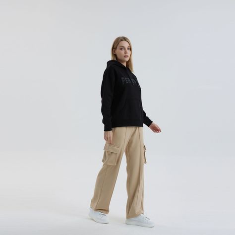 Polerón Oversize Negro Mujer-3