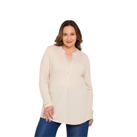 Polera Mujer Lisa Manga Roll Up Beige Claro Fashion's Park-0