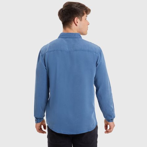 Camisa Lyocell Azul Hombre-2