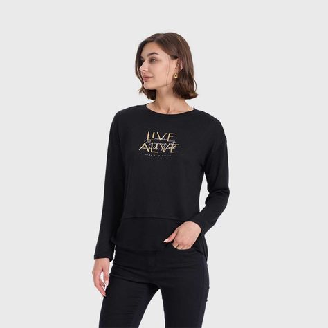Sweater Mujer Con Faldón Negro Fashion's Park-1