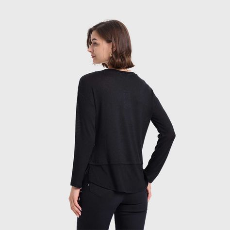Sweater Mujer Con Faldón Negro Fashion's Park-2